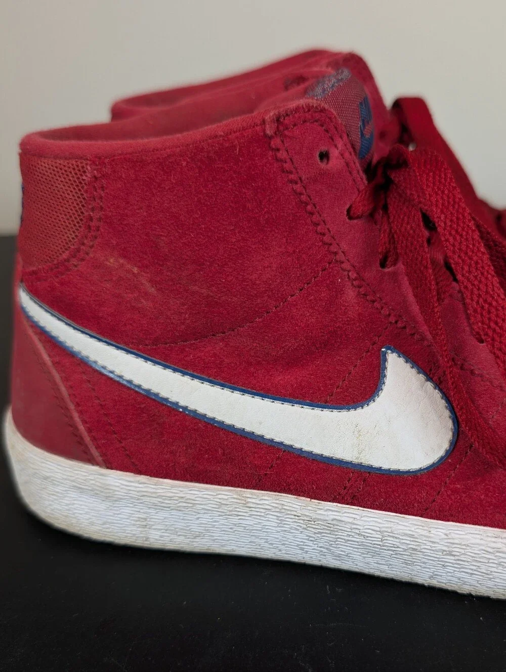 Nike SB Bruin Hi Top Suede Skate Shoes Red Crush White Women's Size 8